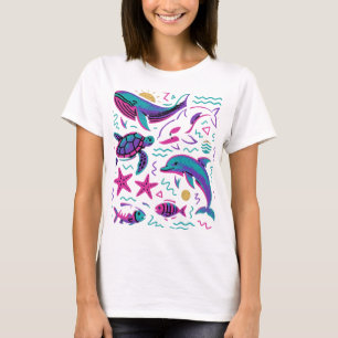 Sea Animal 90s - Camisa retrô Baleia-Natureza Oc