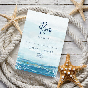 Sea Blue Beach Waves Casamento Costeiro RSVP