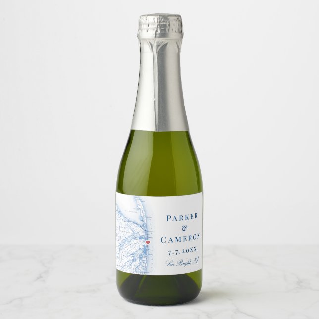 Sea Bright New Jersey Mapa Casamento Champagne Min (Frente)