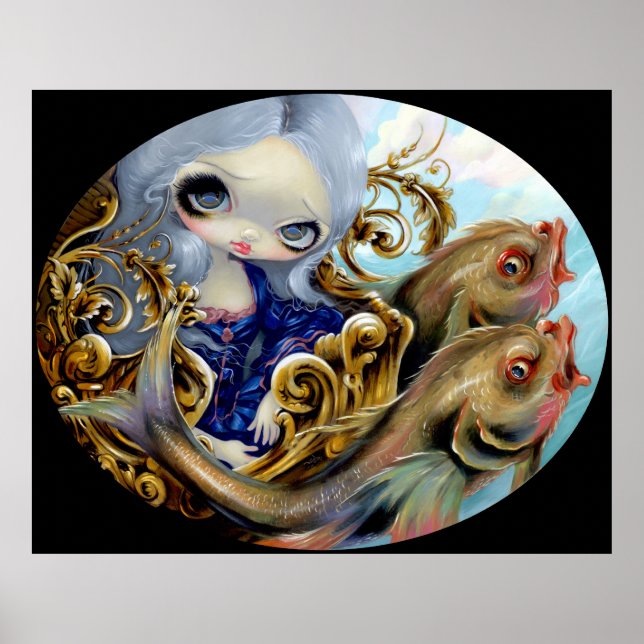 Sea Chariot ART IMPRESSÃO Rococo Mermaid Surrealis (Frente)