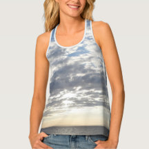 Sea&Cloudy Sky - Tanque de Racerback das Mulheres