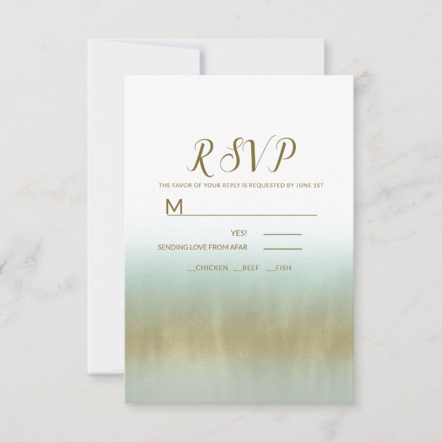 Sea Foam Dourada White Elegant Beach Weding RSVP (Frente)