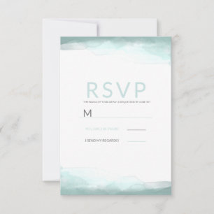 Sea Foam Green Watercolor Modern Wedn RSVP