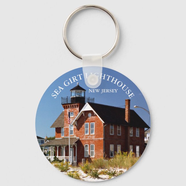 Sea Girt Lighthouse, Nova Jersey Round Chaveiro (Frente)