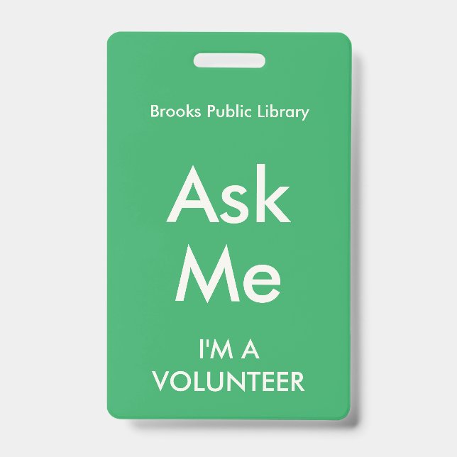 Sea Green Peça-me Crachá para Voluntários (Frente)