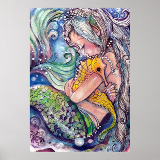 Sea Horse Hugs Poster