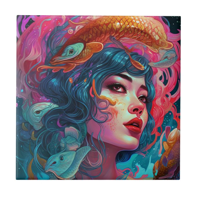 Sea Serpent Hair Lady Fantasy Art (Frente)