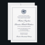Sea Shell Beach Wedding | Convite Tradicional<br><div class="desc">Marinho clássico e convite de casamento branco apresentando uma ilustração antiga da casca do mar. A borda é opcional. (certifique-se de visualizar o design recortado para ver como a borda ficará quando for cortada). Também disponível em mais cores. http://www.zazzle.com/beckynimoy* com</div>
