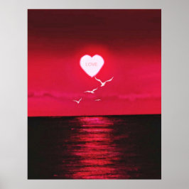 Sea Sunset Love Poster Romanic - Seu Nome de Texto