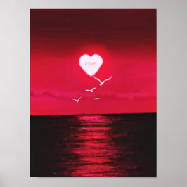 Sea Sunset Love Poster Romanic - Seu Nome de Texto