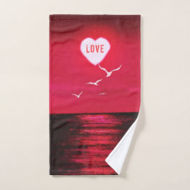 Sea Sunset Red Bath Toalha Set Love Heart Sun