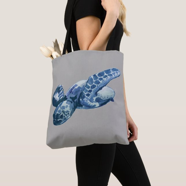 Sea Turtle Lover Beach Tote Bag (Close Up)