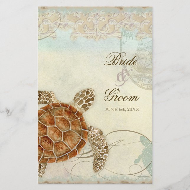 Sea Turtle Modern Coaster Ocean Beach Swirls Estil (Frente)