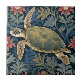 Sea Turtle William Morris estilo Hawaiai Tropical