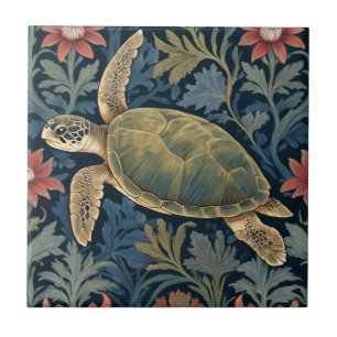 Sea Turtle William Morris estilo Hawaiai Tropical