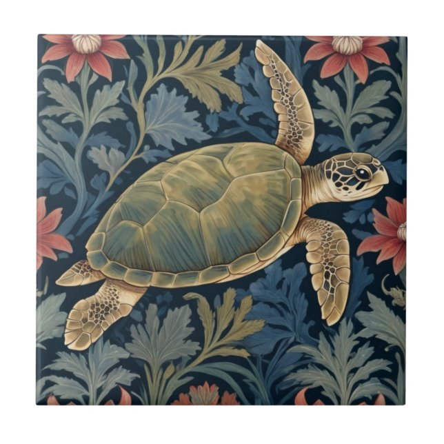 Sea Turtle William Morris estilo Hawaii Marine Lif (Frente)