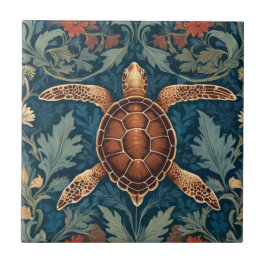 Sea Turtle William Morris estilo Ocean Life Floral