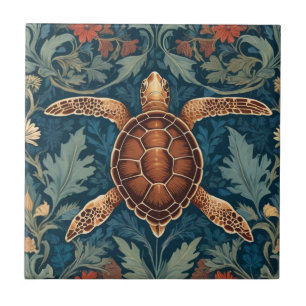 Sea Turtle William Morris estilo Ocean Life Floral