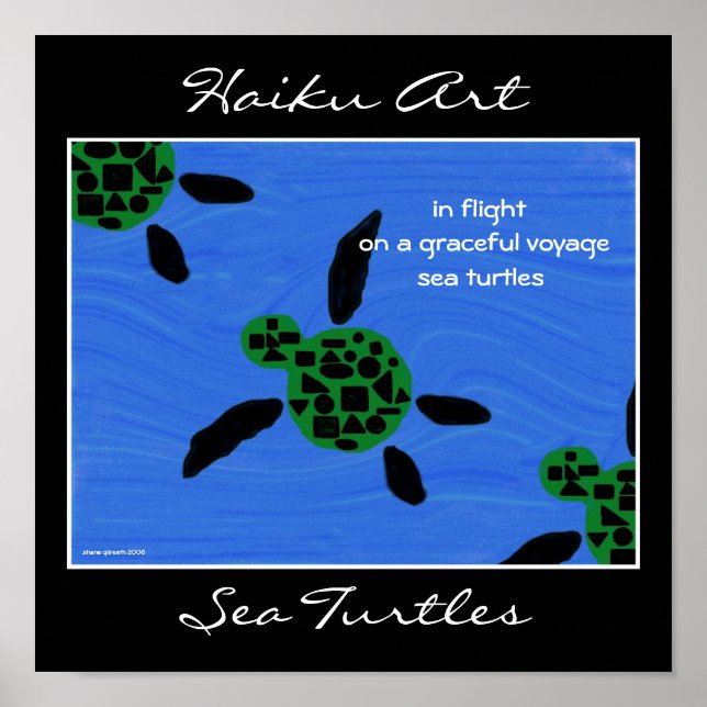 Sea Turtles Haiku Art Impressão (Frente)