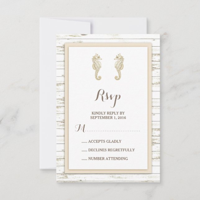 Seacavalo Whitewash Wood Beach Casamento RSVP (Frente)