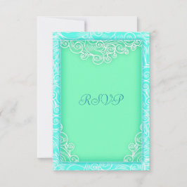 Seafoam Aqua e Green Wave Beach Weding RSVP