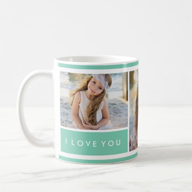 Seafoam Eu Te Amo Colagem Fotográfica | Caneca (Esquerda)