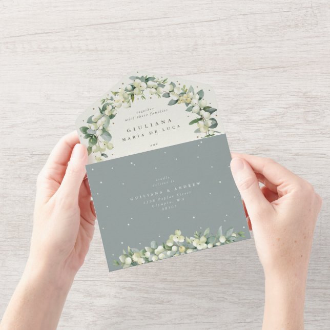 Seafoam Green/Cream Snowberry + Eucalyptus Weding (Abertura)