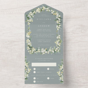 Seafoam Green Snowberry+Eucalyptus Casamento no in