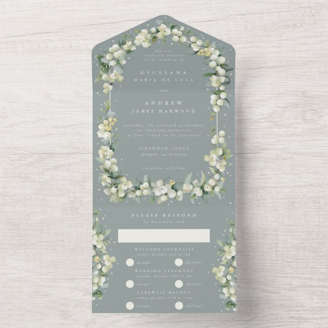 Seafoam Green Snowberry + Eucalyptus Weding (Interno)