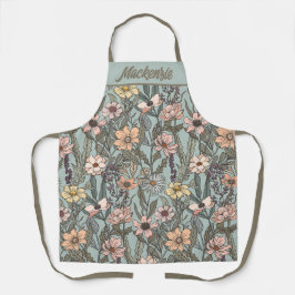 Seafoam Pink Yellow Retro Wildflower Custom Name