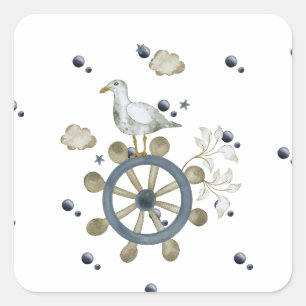 Seagull Amarrando Um Adesivo De Corrida