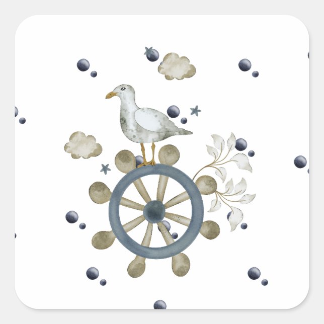 Seagull Amarrando Um Adesivo De Corrida (Frente)