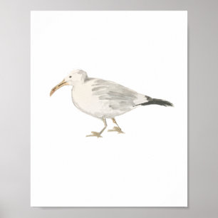 Seagull Beach Bird Painting Poster