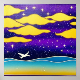 Seagull no Poster das nuvens