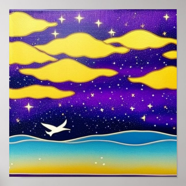 Seagull no Poster das nuvens (Frente)