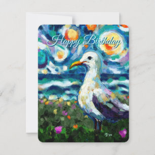 Seagull Van Gogh Style Beach Sky - Cartão de Anive