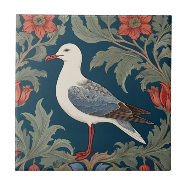Seagull William Morris estilo Left Sea Marine Pird (Frente)