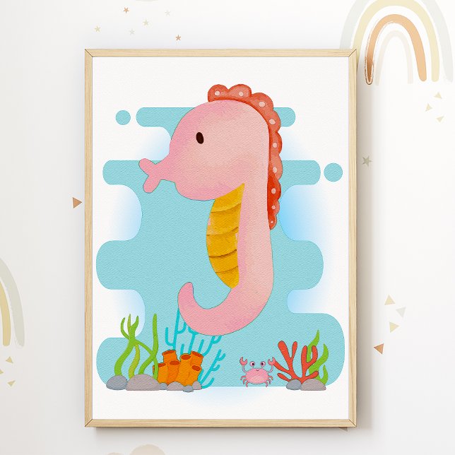Seahorse Nursery Print Animal Kids Room Poster (Criador carregado)