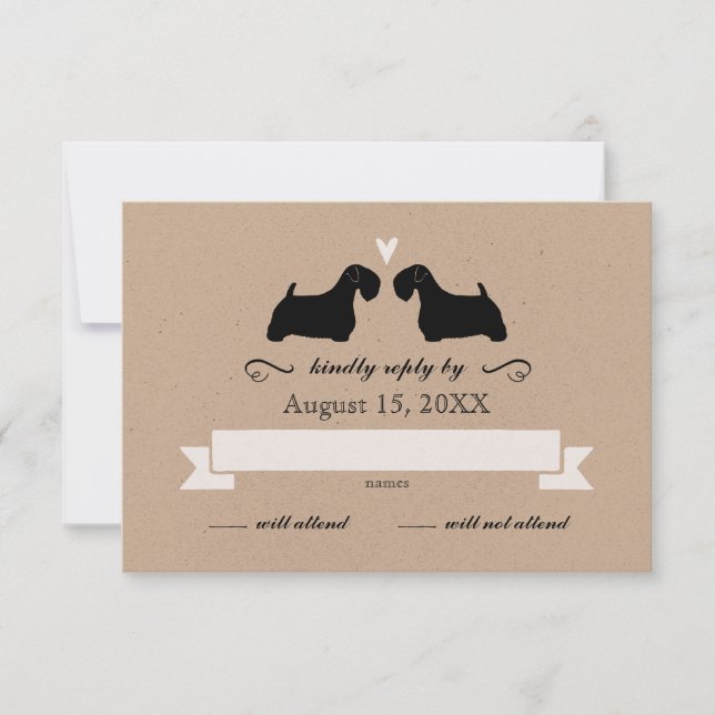 Sealyham Terrier Silhouettes Resposta Nupcial RSVP (Frente)