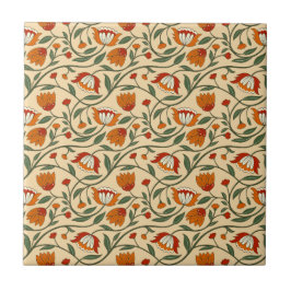 Seamless floral pattern in beige background