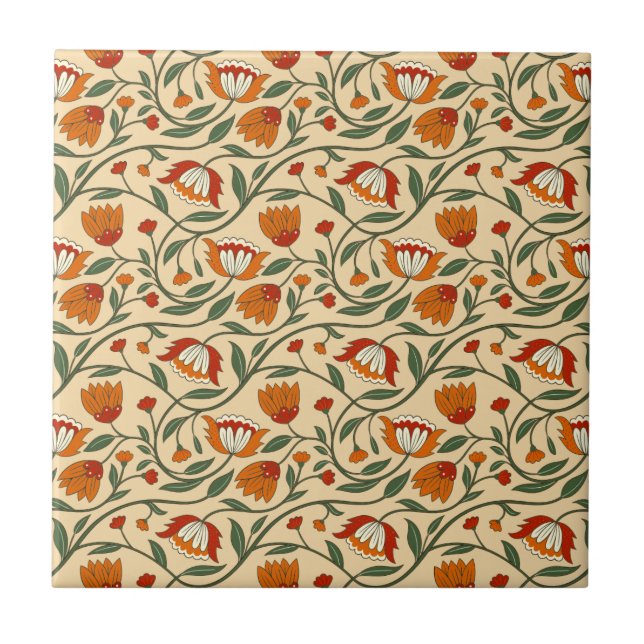 Seamless floral pattern in beige background (Frente)