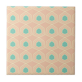 Seamless geometric pattern with teal pentagons