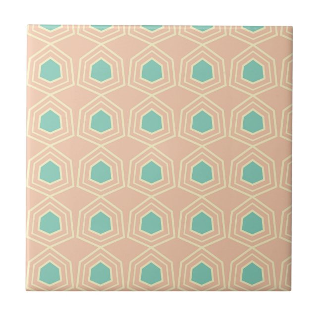 Seamless geometric pattern with teal pentagons (Frente)