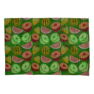 Seamless pattern tropical fruit & green background