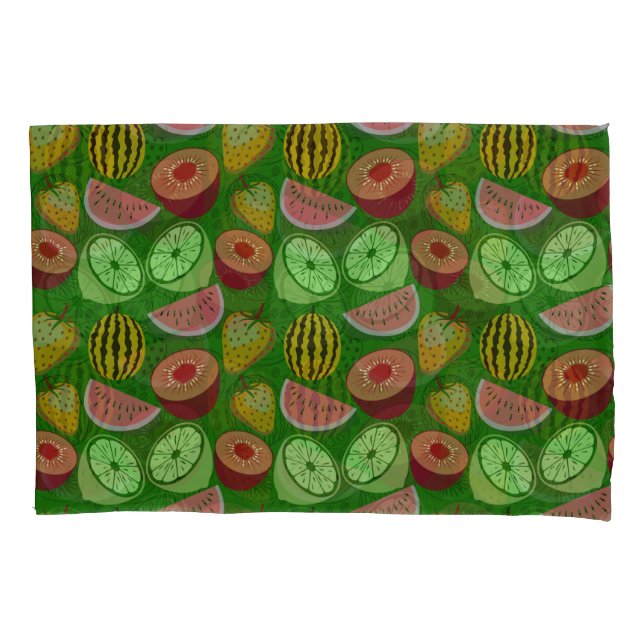 Seamless pattern tropical fruit & green background (Frente-Esquerda)