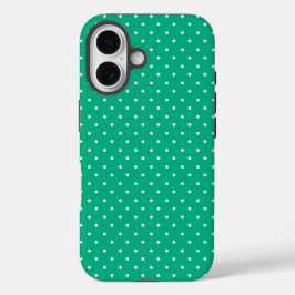 Seamless solid teal polka dot pattern