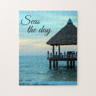 Seas the Day Beach Tiki Hut Jigsee Quebra-cabeça