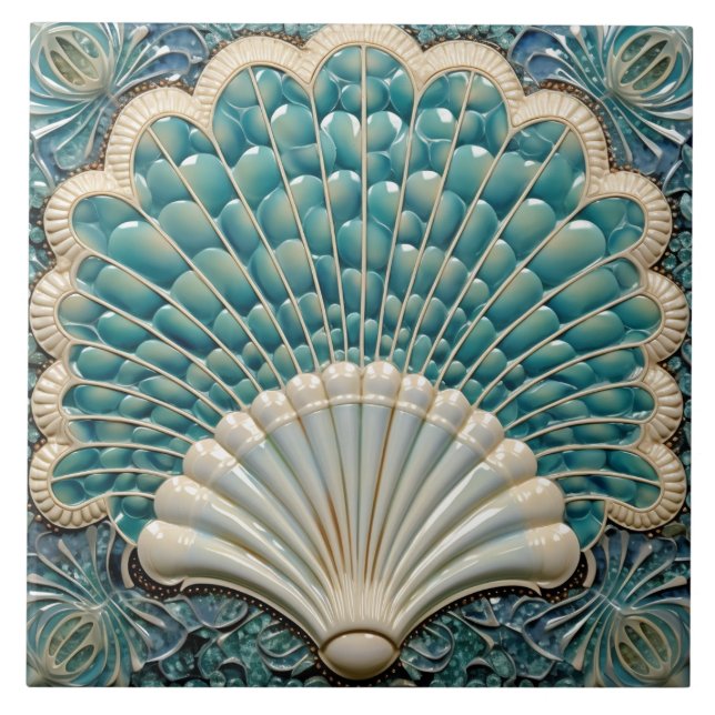 Seashell Aquamarine Art Deco Inspirado (Frente)