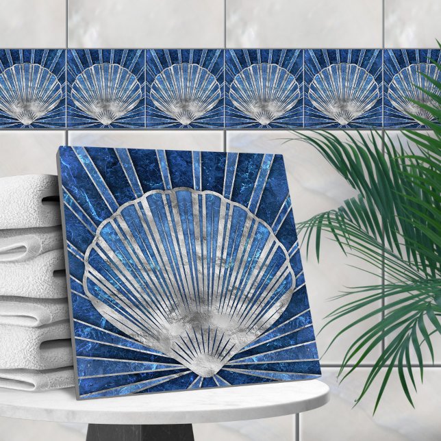 Seashell Art Deco - Blue Marble e Silver (Criador carregado)