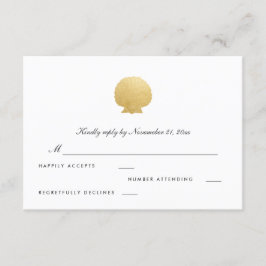 Seashell Faux Gold Foil | Ocean Wedding RSVP